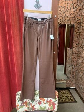 A.L.C. Brown Faux Leather Flared Pants
